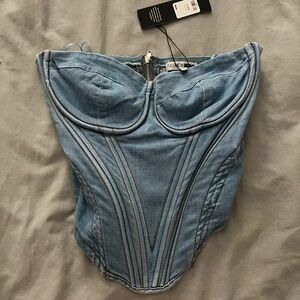 Light Wash Denim Corset Top
